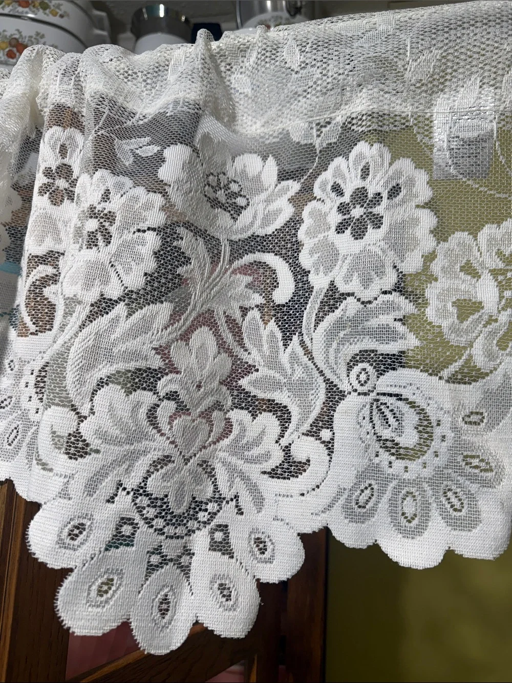 jcpenney White cream Floral Lace Kitchen Valance set of 2